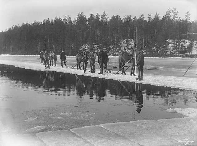 Prot: Isskjæring med Heste Kragerø 14/2 1908