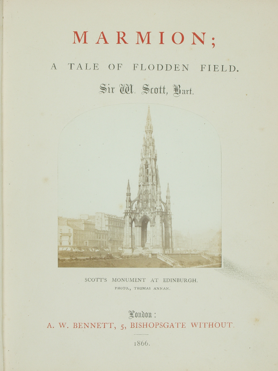 Diktbok skrevet av den skotske forfatteren Walter Scott. Diktene ble først gitt ut i 1808. Denne utgaven fra 1866 inneholder 15 albuminfotografier,  Bokens omslag er laget av tre.