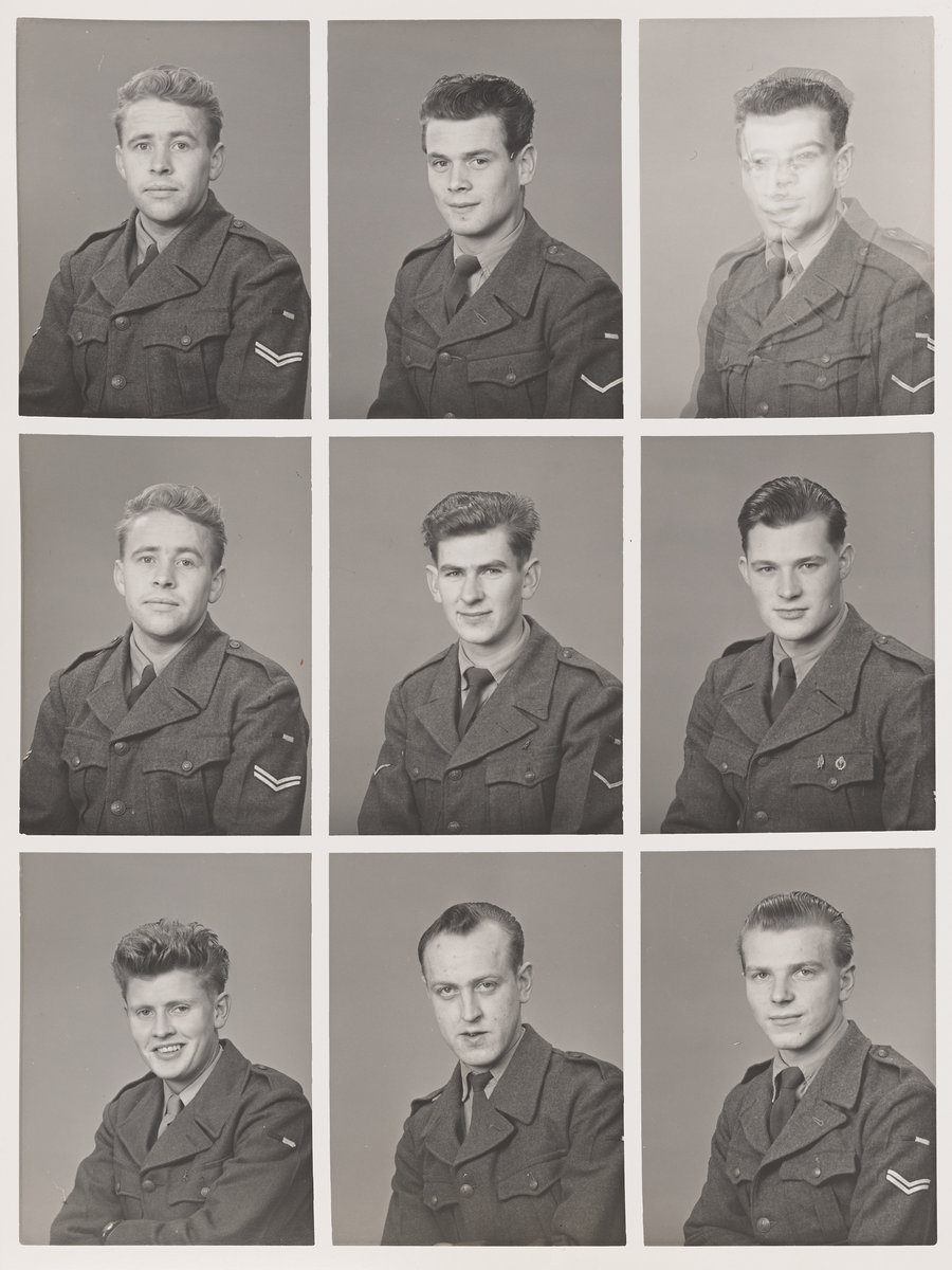 Polyfoto av ni soldater