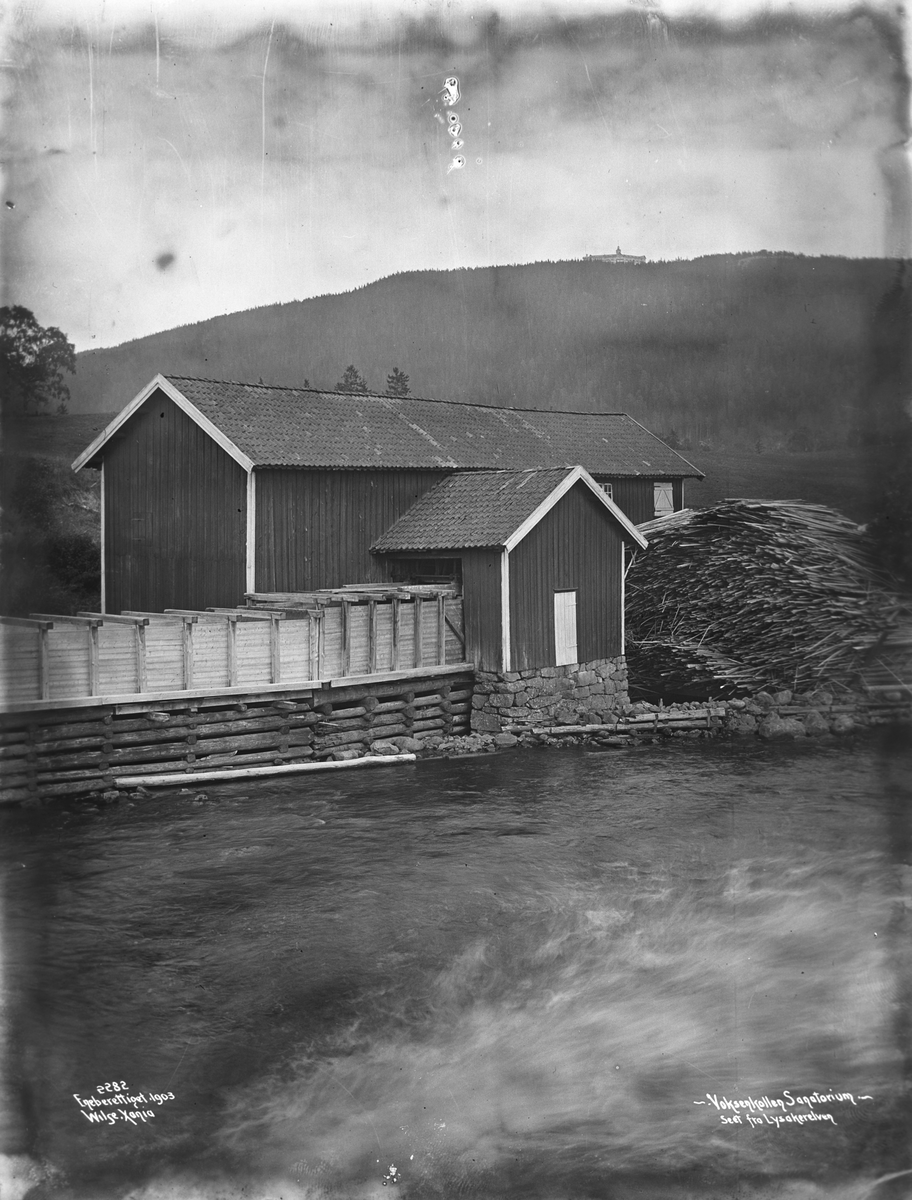 Voksenkollen Sagatorium, sett fra Lysakerelven, 7.sept. 1903