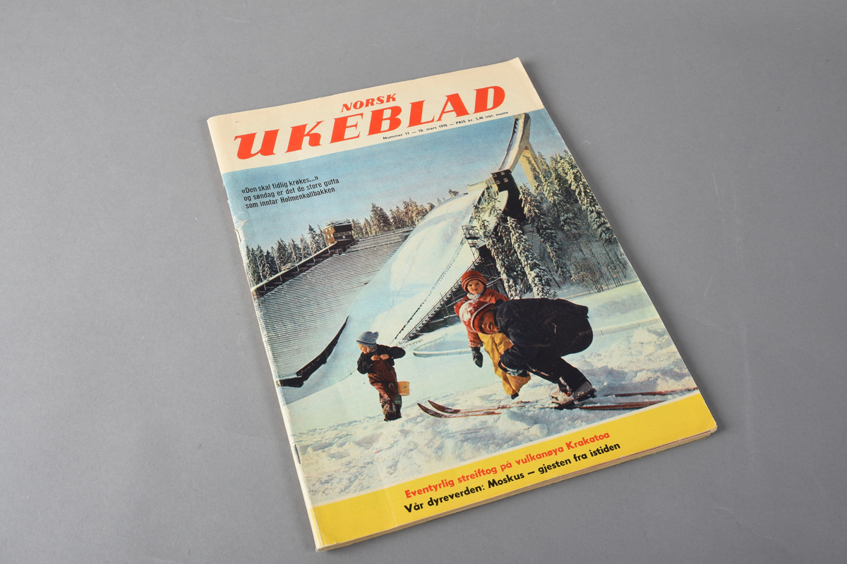 Heftet ukeblad i rektangulær form. 112 sider. Svart/hvitt-foto og fargefoto. Inneholder artikler, leserinnlegg, reklameannonser, noveller, informasjon om Håkonshallen m.m.