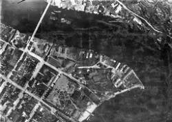 Flyfoto av "Tangen" i Kristiansand - tatt fra 1000 meters hø