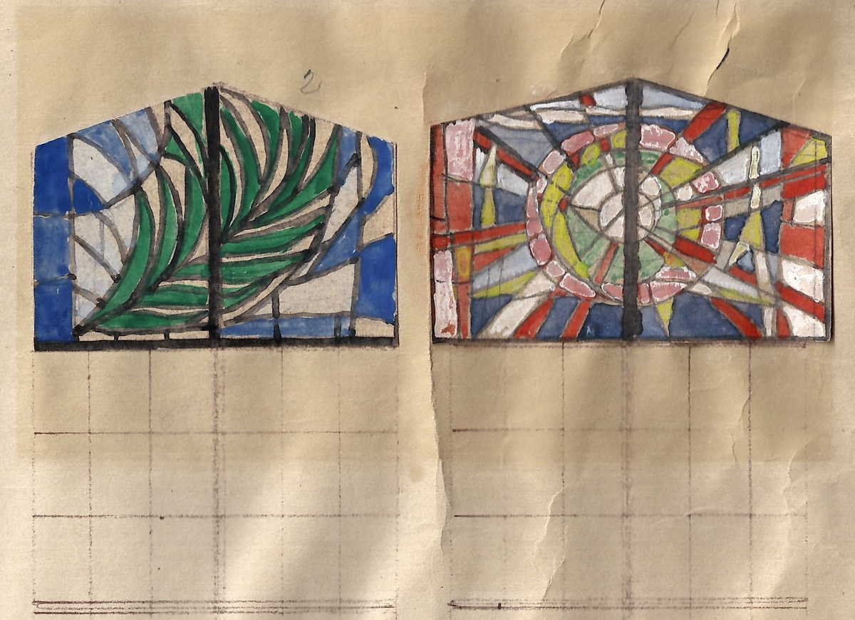 Glassmalerier til sydveggen i Nedre Eiker kirke.