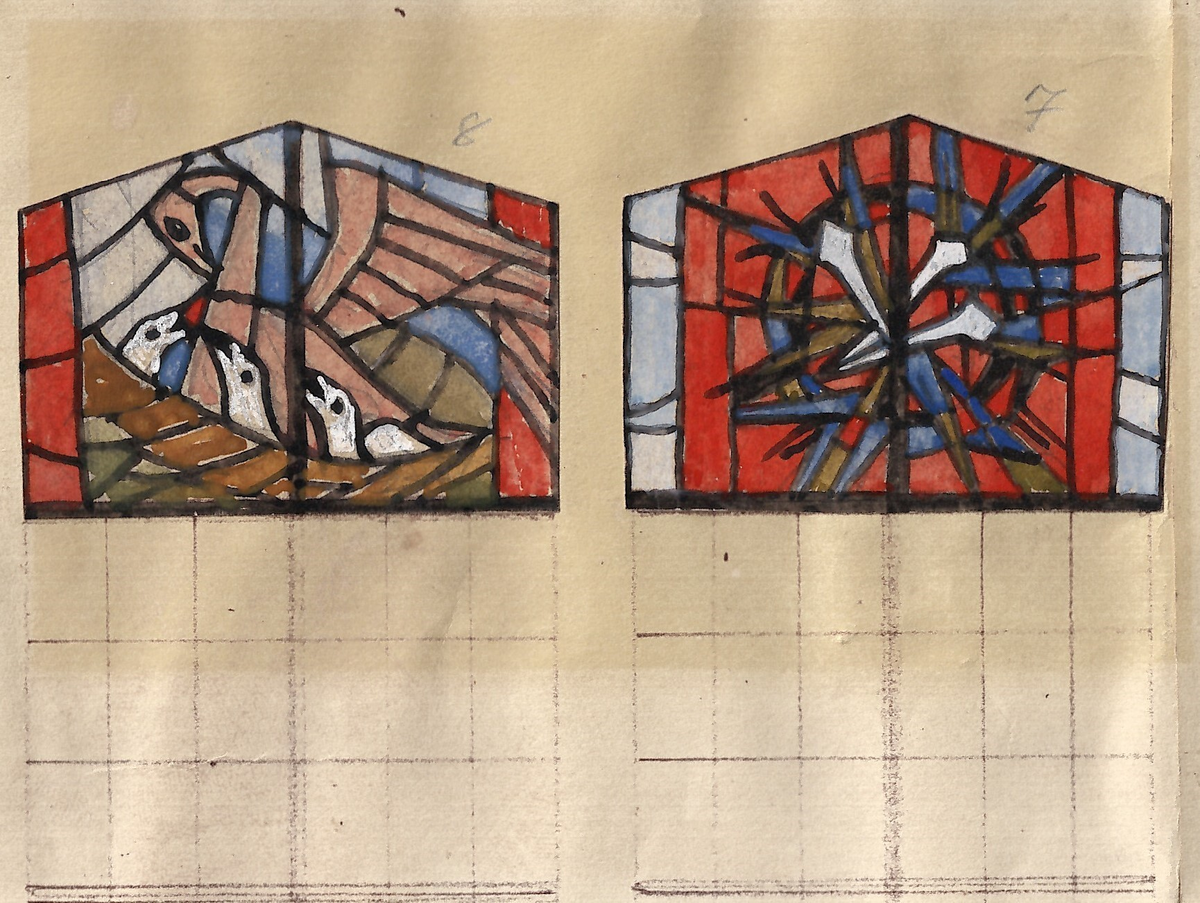 Glassmalerier til sydveggen i Nedre Eiker kirke.