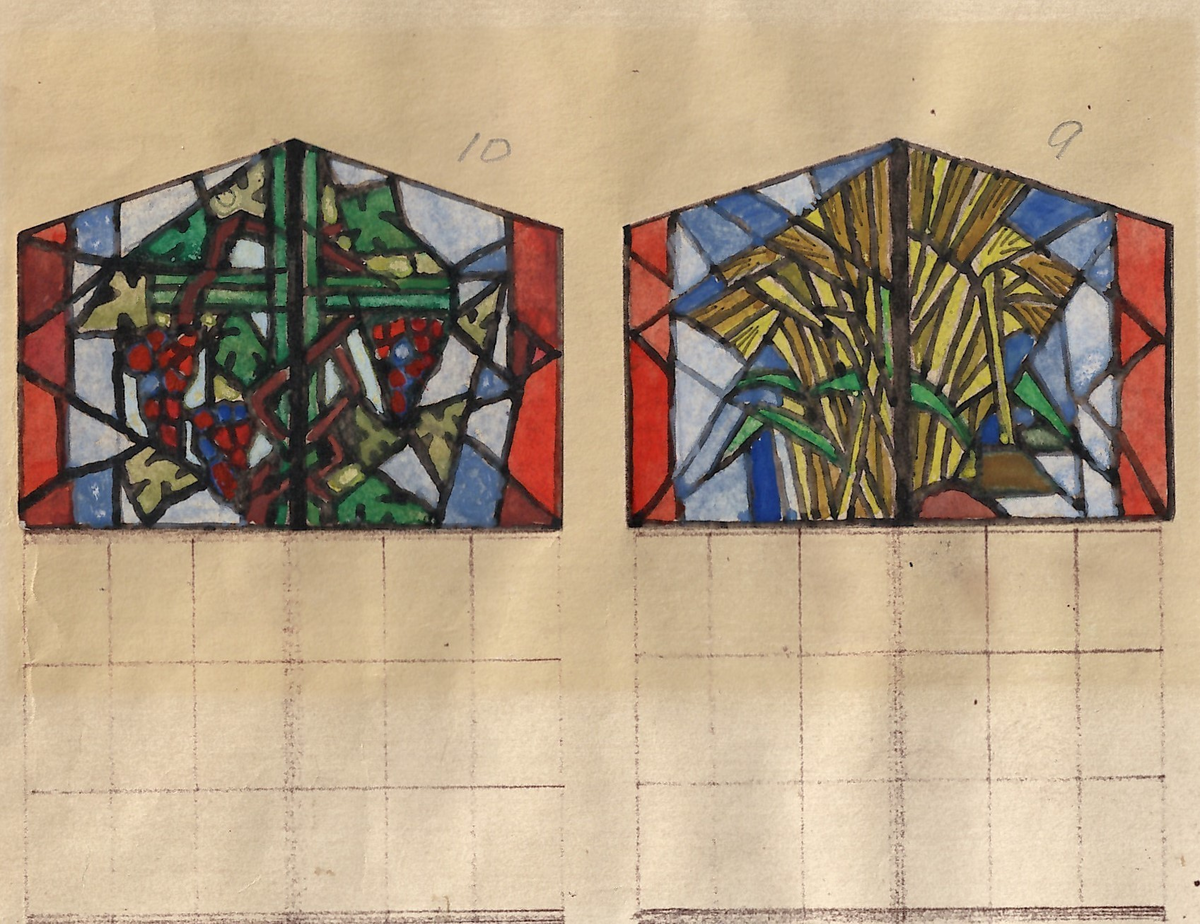 Glassmalerier til sydveggen i Nedre Eiker kirke.