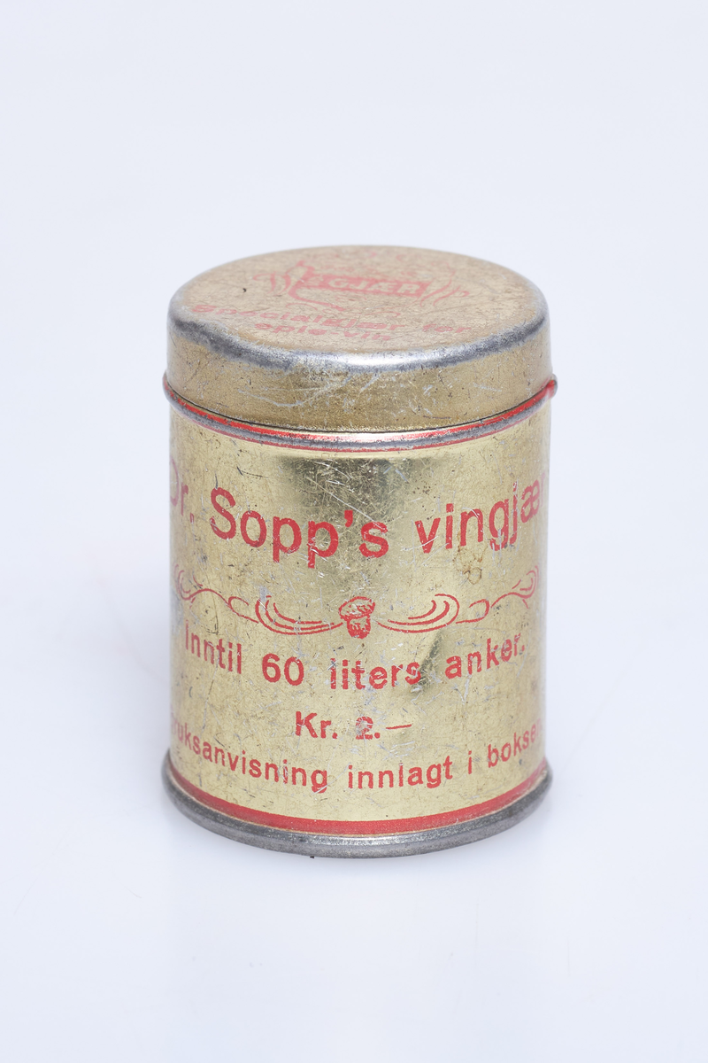Boks med Sopps vingjær.
