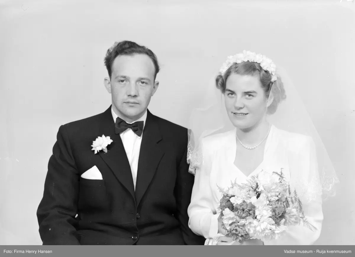 Anders Aune og Sigrun Johannessen, Vadsø, brudebilde 1953