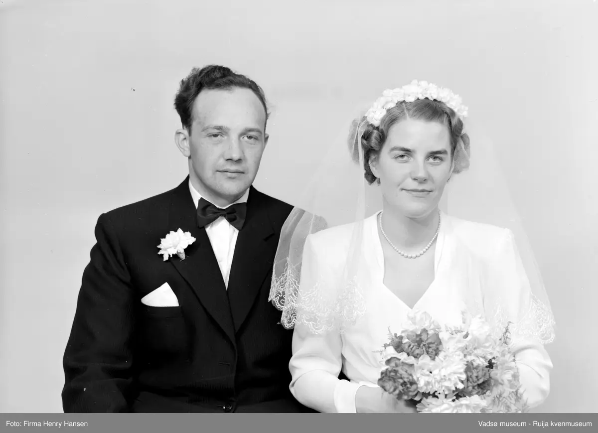 Anders Aune og Sigrun Johannessen, Vadsø, brudebilde 1953.
