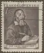 Frimärke ur Gösta Bodmans filatelistiska motivsamling, påbörjad 1950.
Frimärke från Tjeckoslovakiet, 1952. Motiv av Jan Amos Komensky (Comenius): 1592-1671 Världspedagog. Föregångsman för moderna undervisningsmetoder. Kallad till Sverige av Axel Oxenstierna och Johan Skytte. -360-årsminne av hans födelse: 1592-1952.-