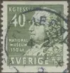 Frimärke ur Gösta Bodmans filatelistiska motivsamling, påbörjad 1950.
Frimärke från Sverige, 1942. Motiv av Carl Gustaf Tessin 1695-1770 Statsman Kulturfrämjare 1735: Konstakademien Konstsamlingar till Nationalmuseum ... National museum 150 år: 1792-1942.