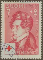 Frimärke med motiv av tyske Fredrik Pacius, 1809-1891. Violi