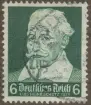 Frimärke ur Gösta Bodmans filatelistiska motivsamling, påbörjad 1950.
Frimärke från Tyskland, 1935. Motiv av Heinrich Schütz: 1585-1672. Tysk kompositör. Kyrkomusik. 350-årsminne av ans födelse: 1585-1935.