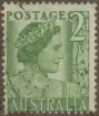 Frimärke ur Gösta Bodmans filatelistiska motivsamling, påbörjad 1950.
Frimärke från Australien, 1951. Motiv av Drottning Elizabeth av England, maka till kung George VI