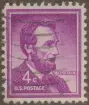 Frimärke ur Gösta Bodmans filatelistiska motivsamling, påbörjad 1950.
Frimärke från U.S.A., 1954. Motiv av Abraham Lincoln: 1809-1865. Postmästare Lantmätare Advokat Föreslog slaveriets avskaffande President 1861-1865.