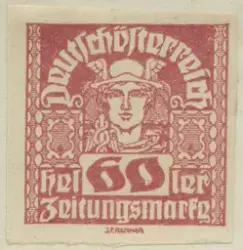 Frimärke med motiv av Merkurius huvud, från Österrike 1920.