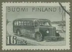 Frimärke ur Gösta Bodmans filatelistiska motivsamling, påbörjad 1950.
Frimärke från Finland, 1946. Motiv av Finska postverkets buss för post och personbefordring. För tuberkulosens bekämpande.