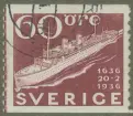 Frimärke ur Gösta Bodmans filatelistiska motivsamling, påbörjad 1950.
Frimärke från Sverige, 1936. Motiv av Svensk oceanångare medförande även post. Till svenska postväsendets 300-årsjubileum.