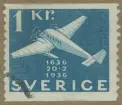 Frimärke ur Gösta Bodmans filatelistiska motivsamling, påbörjad 1950.
Frimärke från Sverige, 1936. Motiv av Tremotorigt Junkers Flygplan: Postflygplan Till svenska postväsendets 300-årsjubileum 1636-1936.