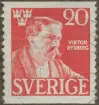 Frimärke ur Gösta Bodmans filatelistiska motivsamling, påbörjad 1950.
Frimärke från Sverige, 1945. Motiv av Abraham Victor Rydberg 1828-1895 Skald Kulturhistoriker Filosof Professor 50-årsminnet av hans död 1895-1945