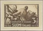 Frimärke ur Gösta Bodmans filatelistiska motivsamling, påbörjad 1950.
Frimärke från Finland, 1938. Motiv av 