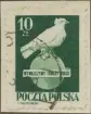 Frimärke ur Gösta Bodmans filatelistiska motivsamling, påbörjad 1950.
Frimärke från Polen, 1950. Motiv av Duva på jordglob: Symbol för världsfreden