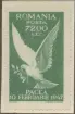 Frimärke ur Gösta Bodmans filatelistiska motivsamling, påbörjad 1950.
Frimärke från Rumänien, 1947. Motiv av Fredsduva 10 februari 1947