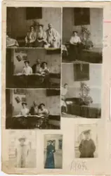 Side 37 i Florentine Rostins fotoalbum (eldre søster av Victoria Bachke), trolig påbegynt i 1903. Bildene er limt inn i en regnskapsbok.
