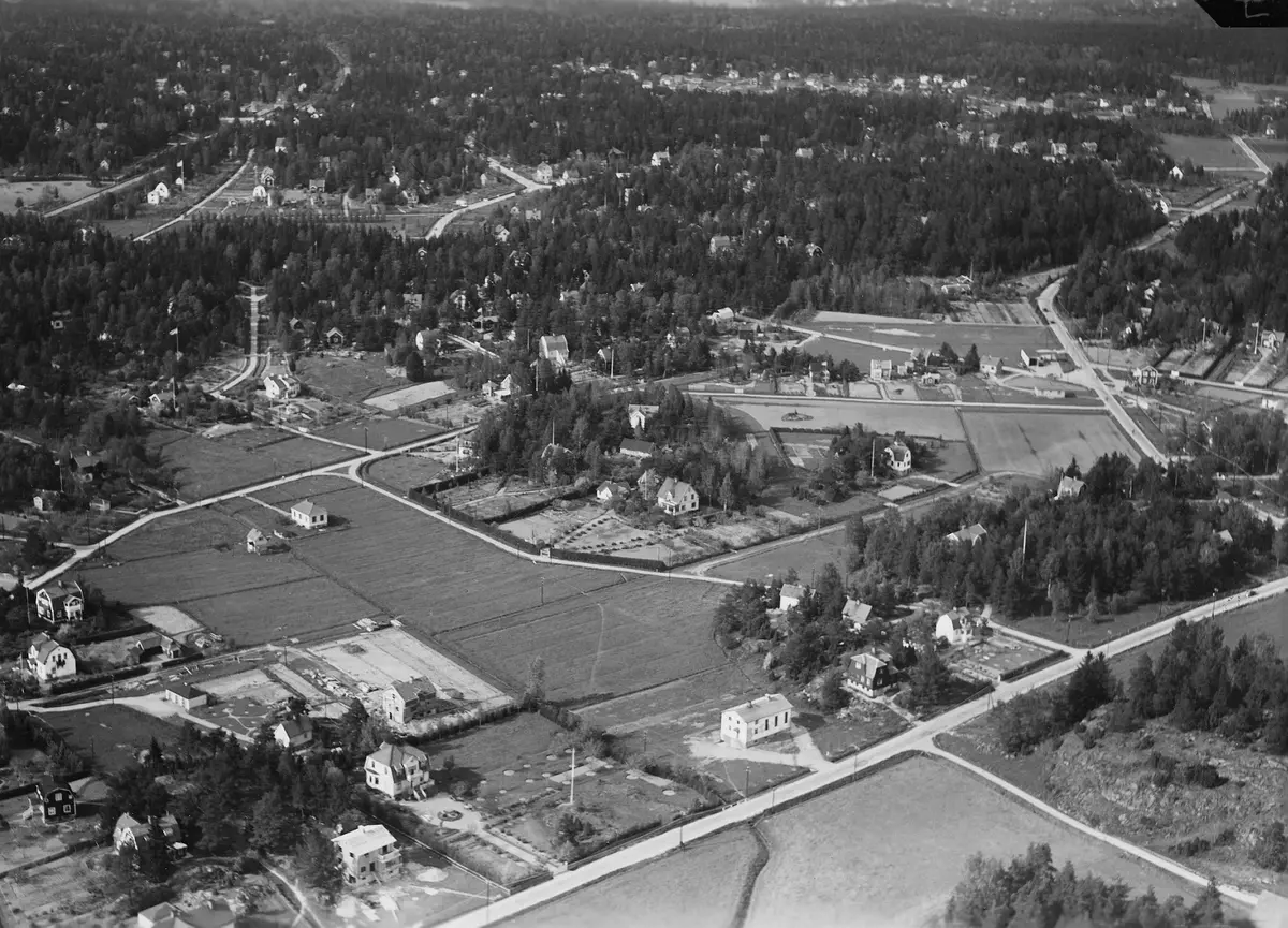 Flygfoto över Stuvsta; Huddinge.