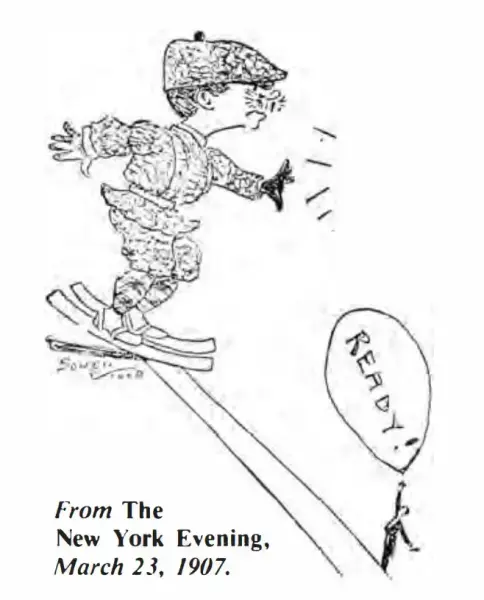 humoristisk tegning av skihopper