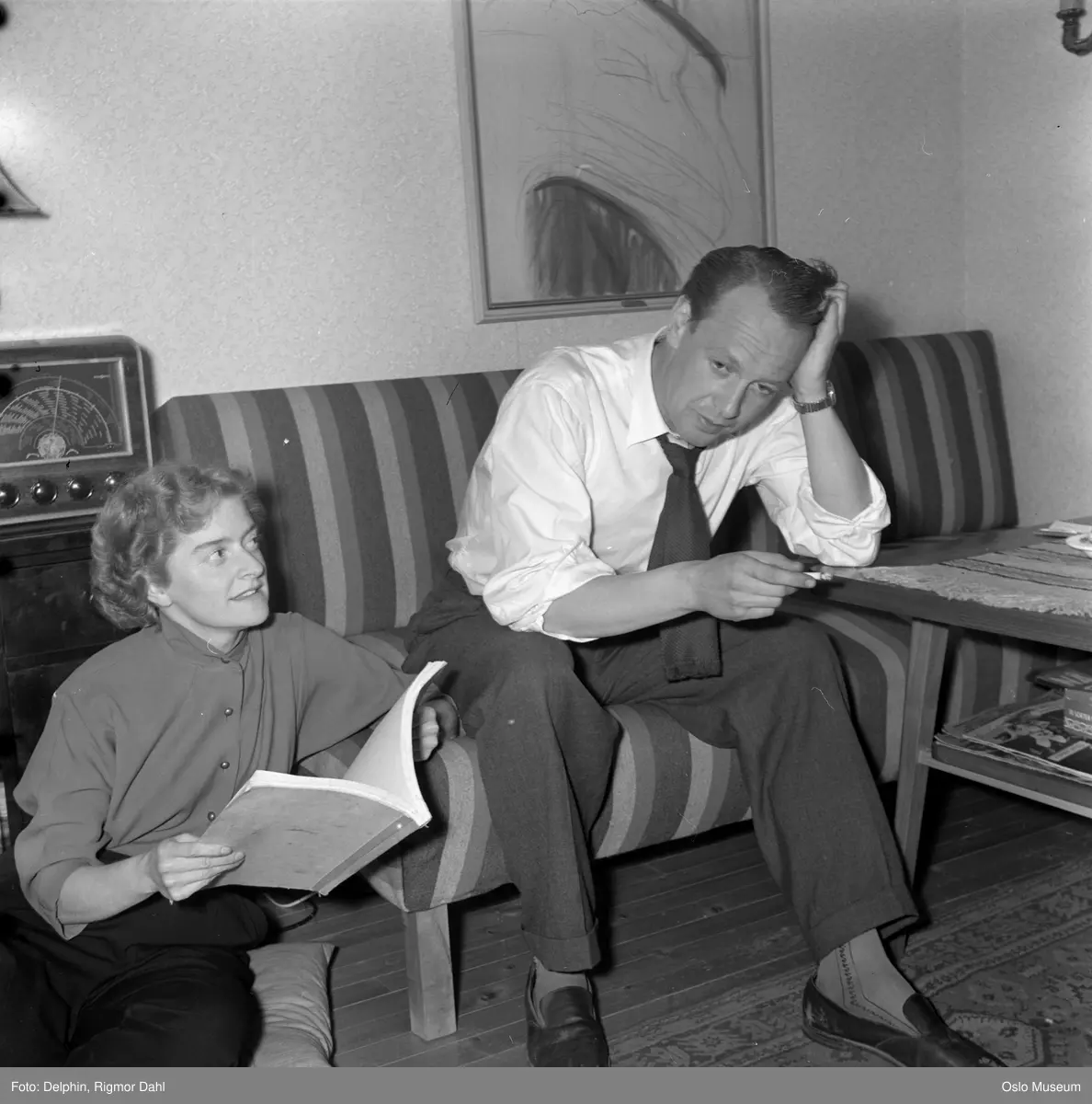 dobbeltportrett, ektepar, skuespillere, sittende helfigur, rollehefte