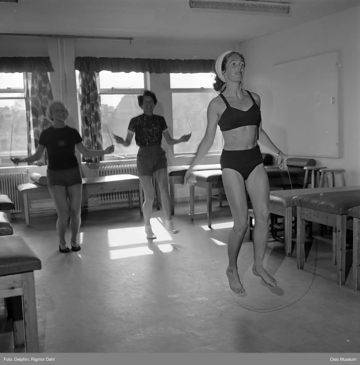 gymnastikklokale, kvinner, husmødre, husmorgymnastikk