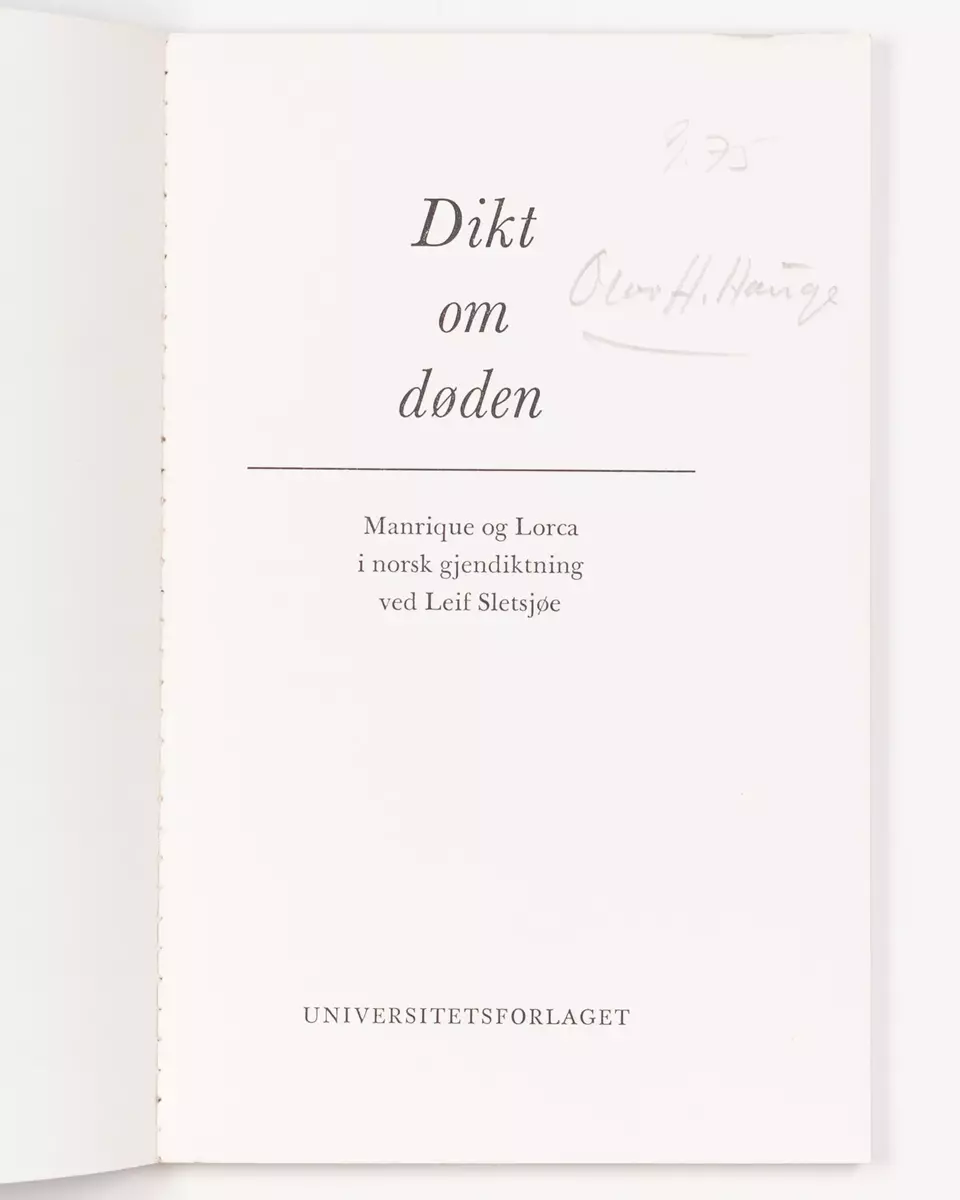 Bok frå boksamlinga til Olav H. Hauge.