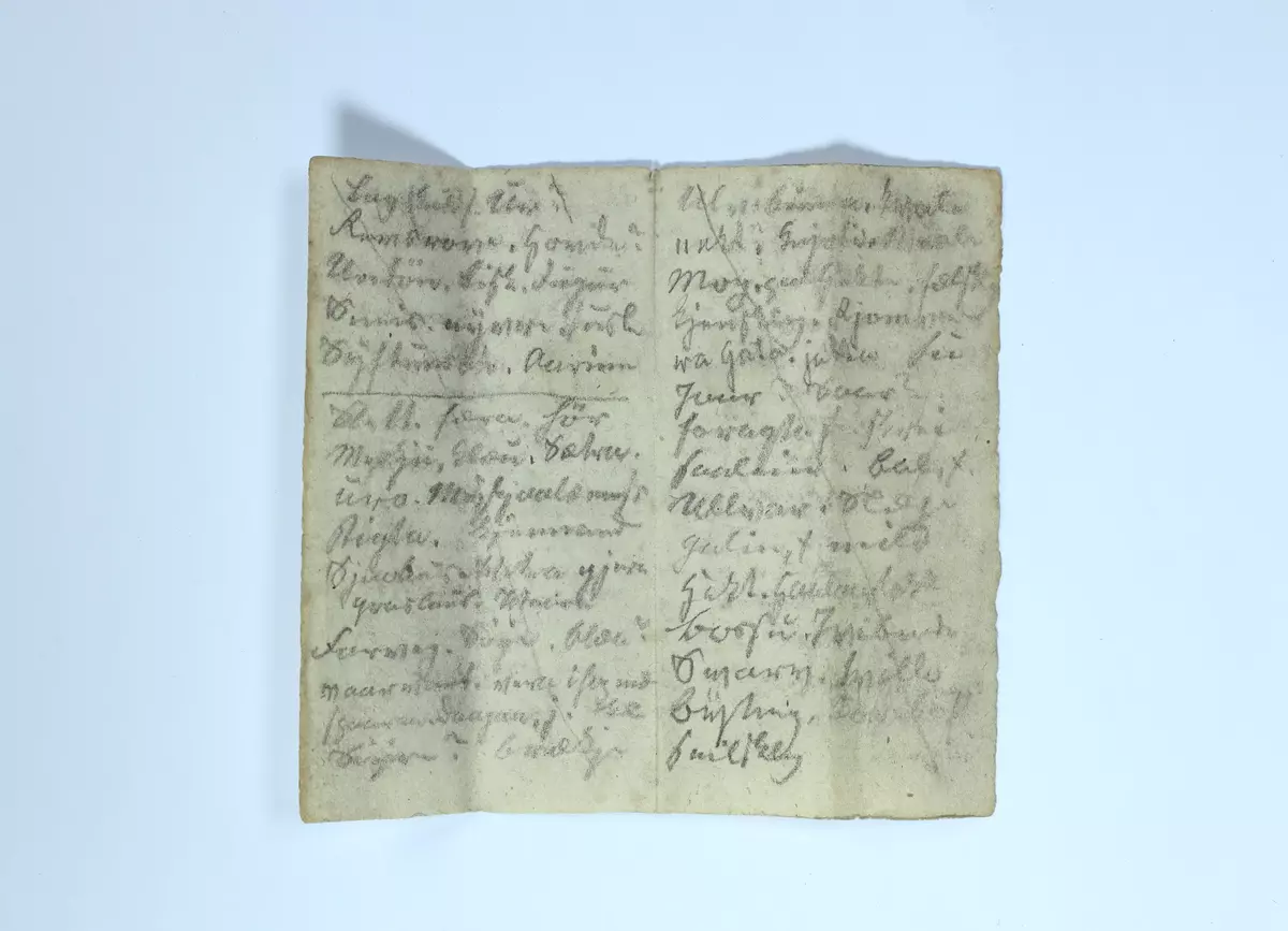 Fragment med påskrift av Ivar Aasen