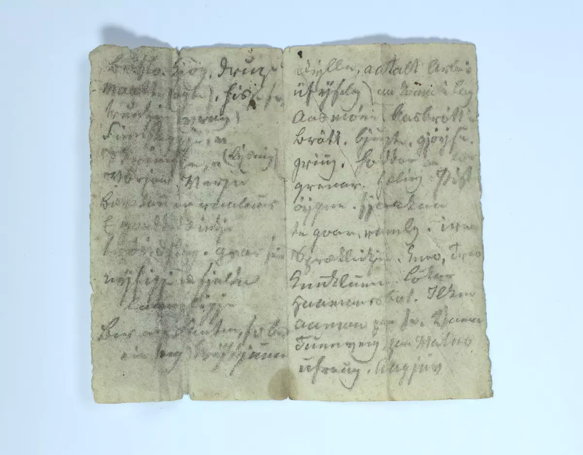 Fragment med påskrift av Ivar Aasen
