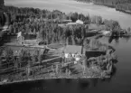 Flygfoto över Siknäs kyrka, Gävunda, Mora 1954.