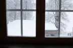 Vänersborg. Norra skolan, utsikt från klassrum. Paviljongen