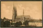 Vykort - vy över Uppsala Domkyrka