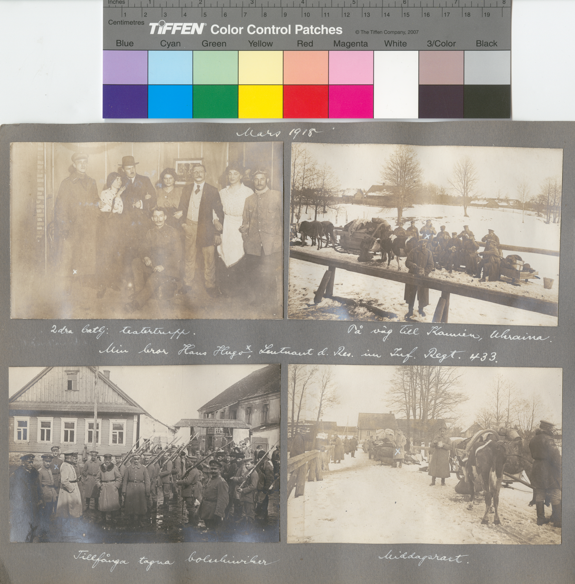 Text i fotoalbum: "Mars 1918. Tillfånga tagna bolseviker."