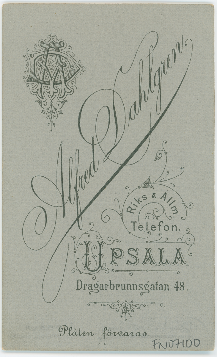 Visitkortsfotografi - Gunnar Nyström, Uppsala 1898