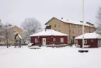 Vänersborg, Norra skolan. Expeditionen i det röda trähuset (tidigare vaktmästarbostad)