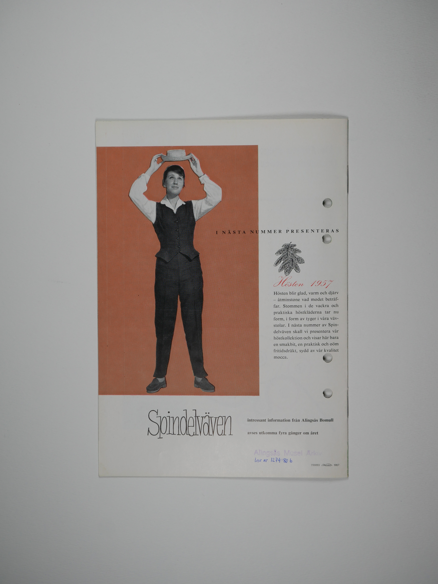 Spindelväven.

Tidskrift utgiven av Alingsås bomullsväveri AB 1956 - 1959.
11 nummer (a - k).