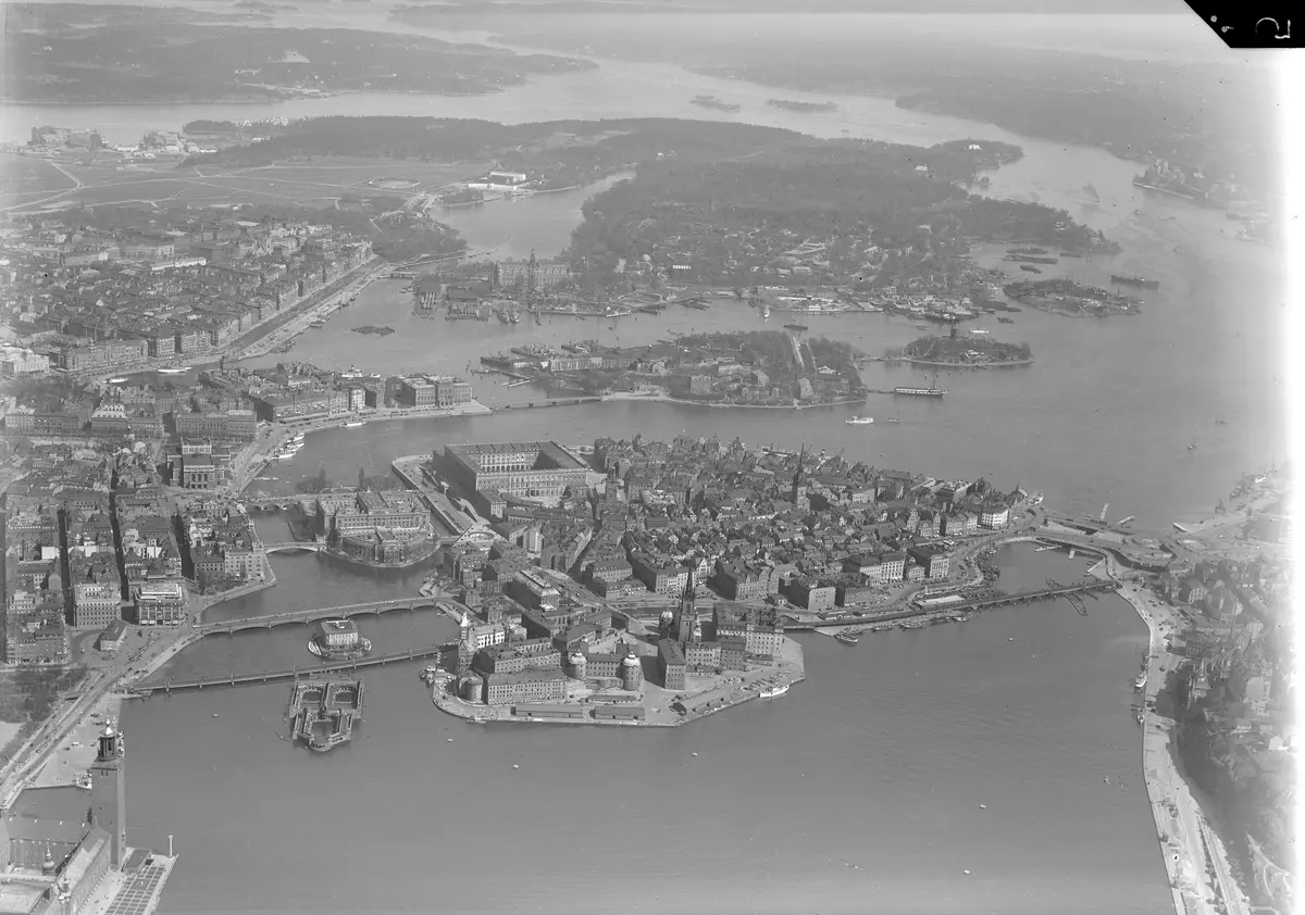 Flygbild över Gamla stan; Stockholm
