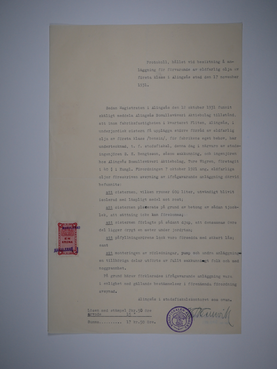 Alingsås Bomullsväveri AB

Protokoll med mera rörande bland annat Alingsås bomullsväveri och Charles Hill.
Magistraten, Alingsås 1923 - 1935.
Bunt.

Gåva 1983-05 av Almedahls AB
