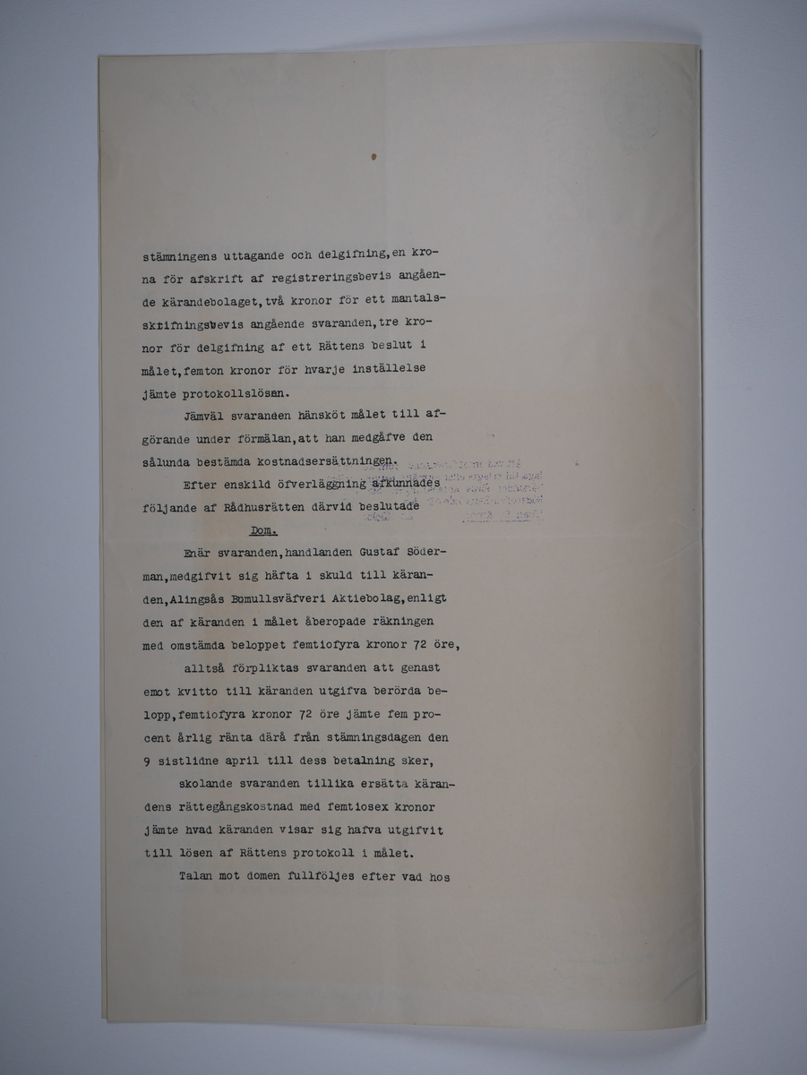 Alingsås Bomullsväveri AB

Utdrag ur blandade domstolsprotokoll, 1898 - 1914.
Bunt.

Gåva 1983-05 av Almedahls AB