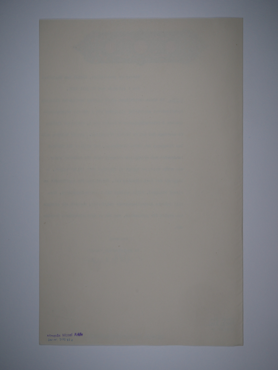 Alingsås Bomullsväveri AB

Protokoll med mera rörande bland annat Alingsås bomullsväveri och Charles Hill.
Magistraten, Alingsås 1923 - 1935.
Bunt.

Gåva 1983-05 av Almedahls AB
