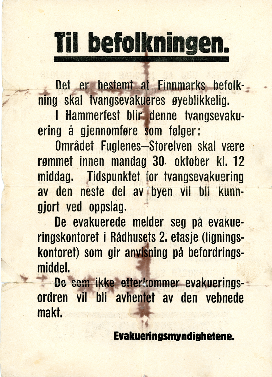 Evakueringsordre fra 2. verdenskrig