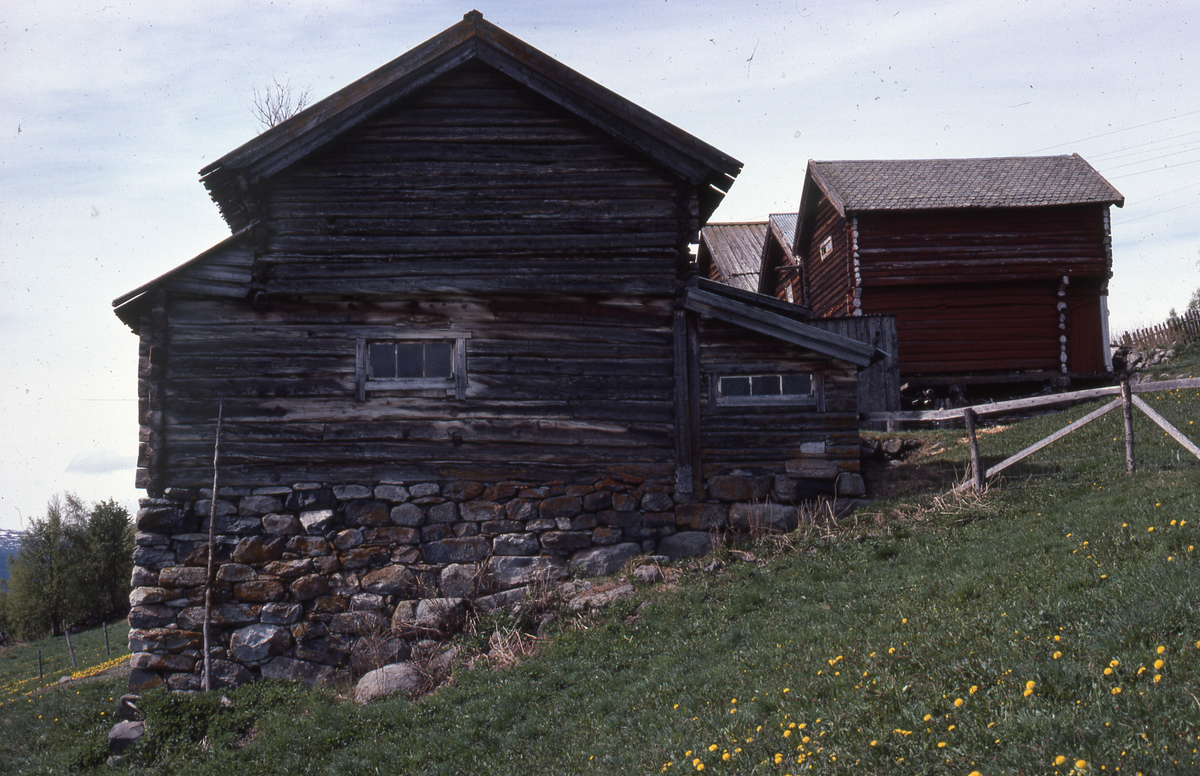 Gjeldokk i Ål. Mange gardshus med låven i forgrunnen.
