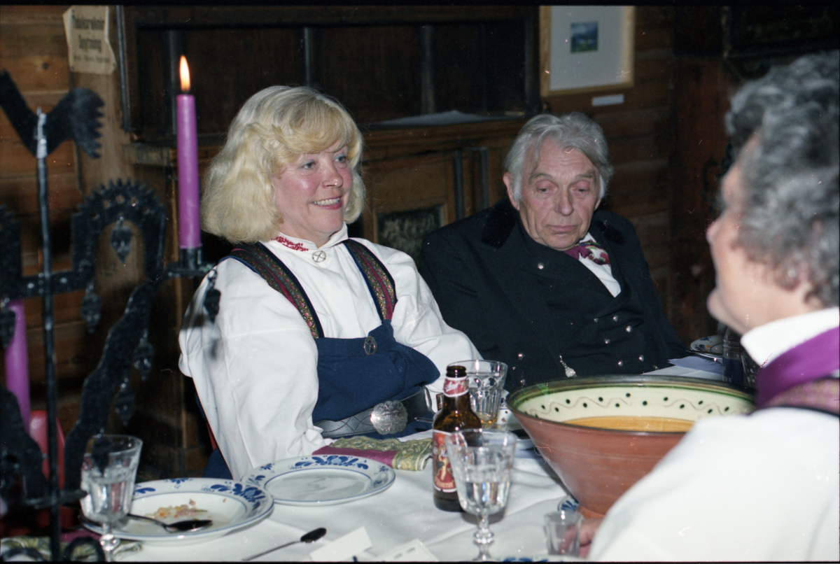 Jubileum
Hallingdal folkemuseums hundreårsjuileum 12. juni 1999.
Fra v. Wenche Sundt Gullingsrud, Halvor Lindahl
