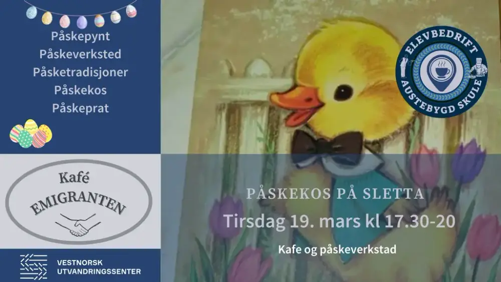 Koselig gammelt påskekort med nærbilde av malt påskekylling. Info om påskekafe