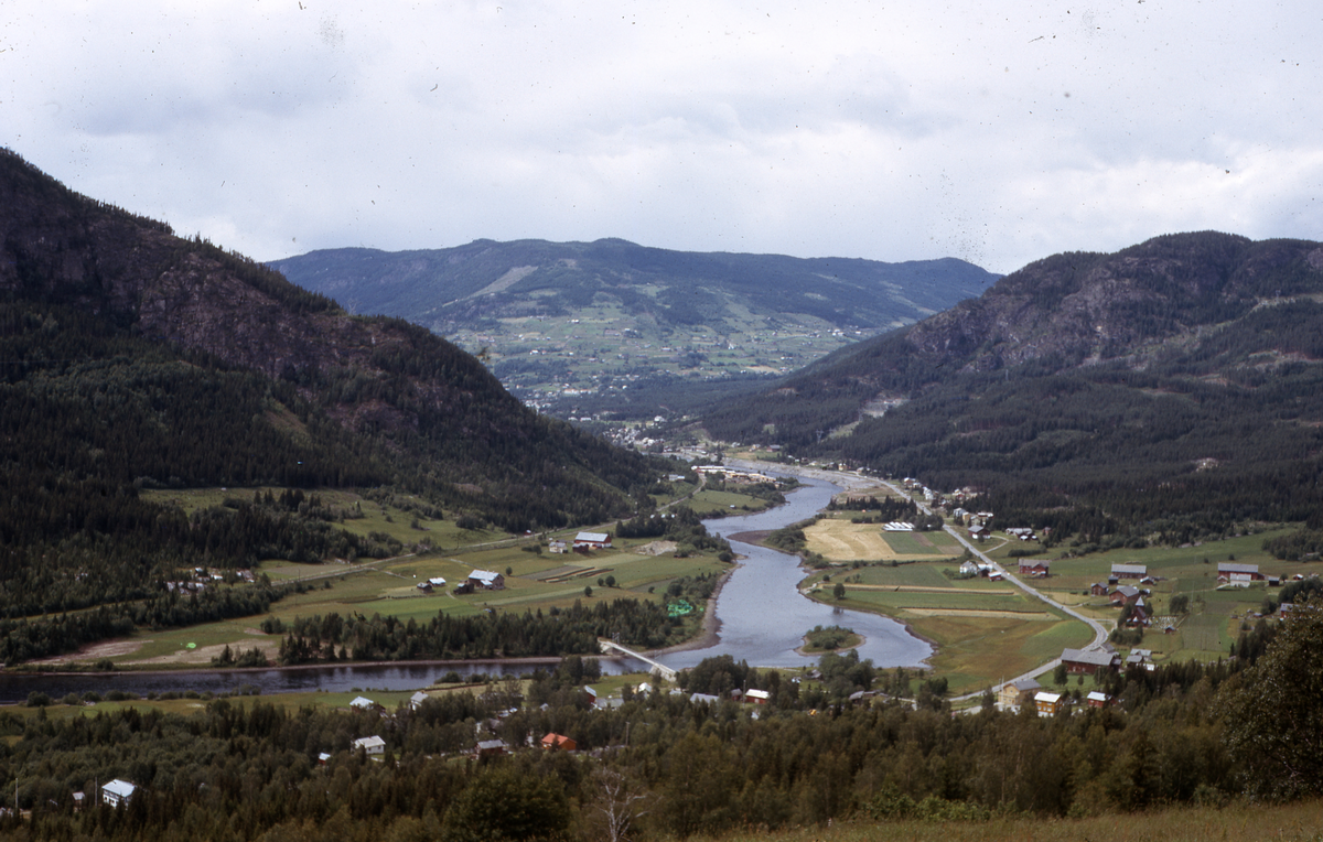 Oversiktsbilde Herad og Gol
Bildet er tatt i lia øst for Herad. Vi ser vestover mot Gol med Golreppen i det fjerne.
